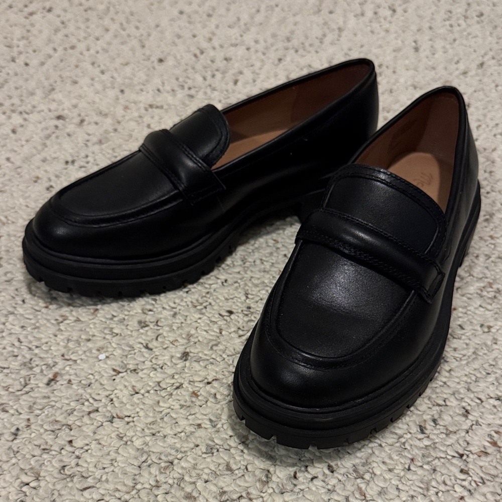 Madewell chunky Black Leather Loafers